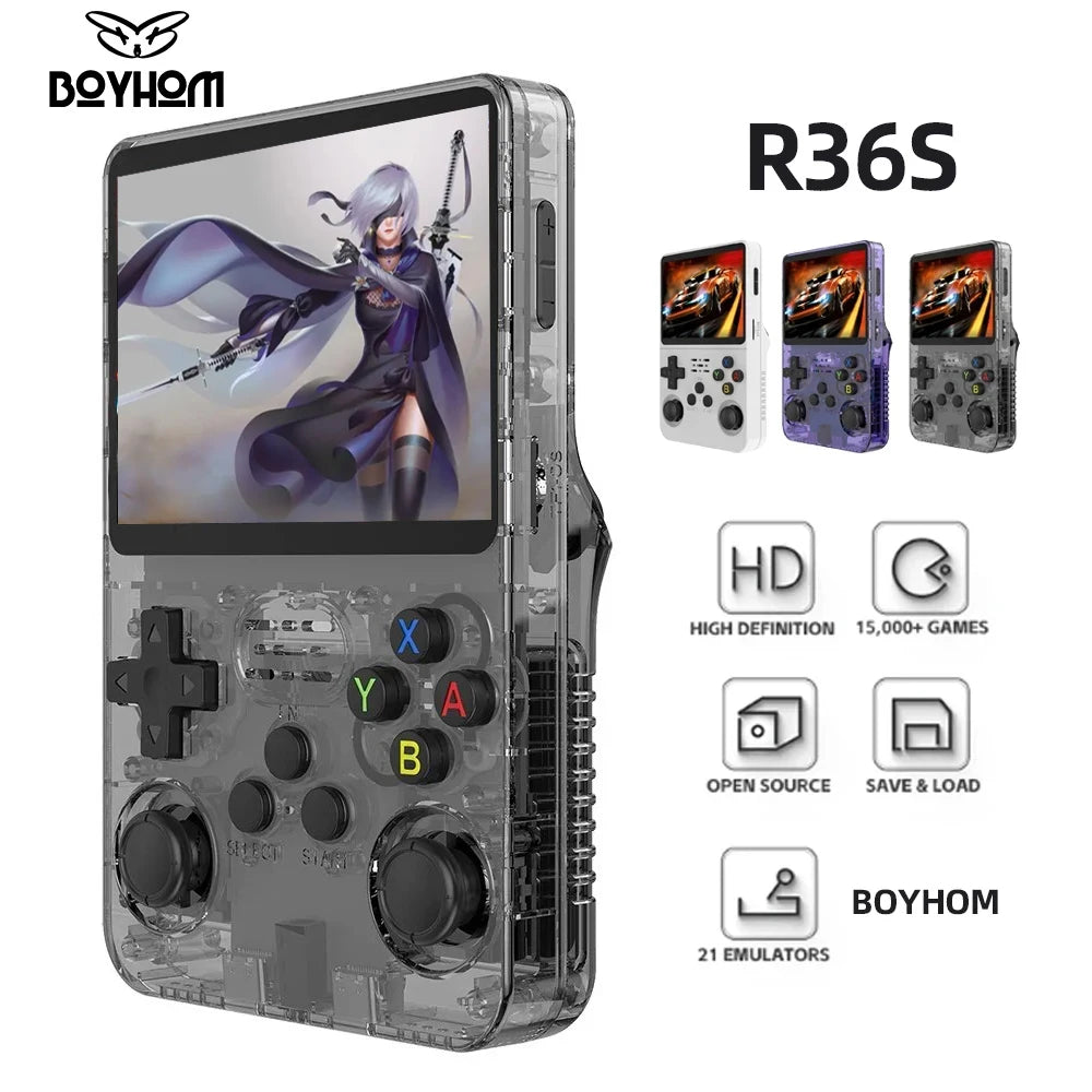 R36S Retro Handheld Video Game Console Linux System 3.5 Inch IPS Screen  64GB 