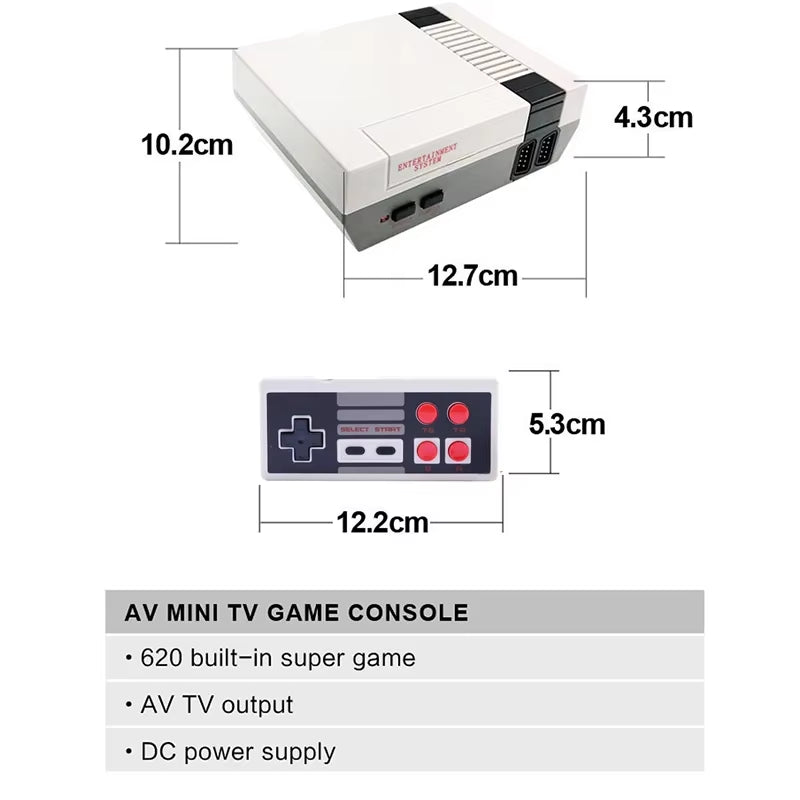 Mini TV Handheld Family Recreation Video Game Console AV Output Retro Built-In 620 Classic 